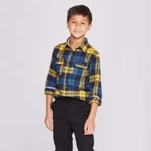 Cat & Jack Boys M Flannel Button Down Shirt